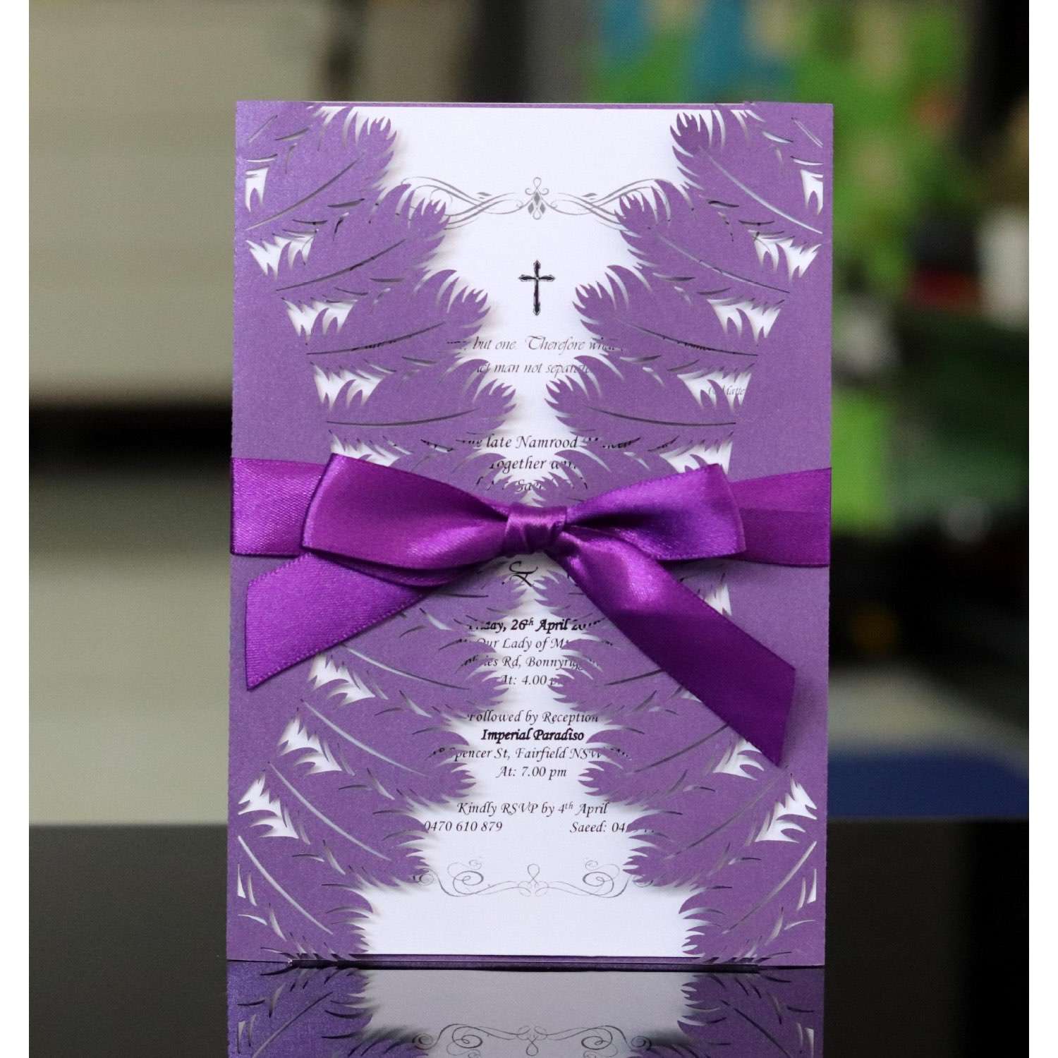 Wedding Invitation Rectangle White Card Laser Hollowed Design